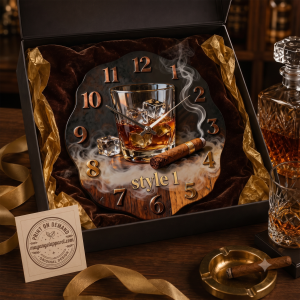 Whiskey Glass & Cigar Decorative Wall Clock