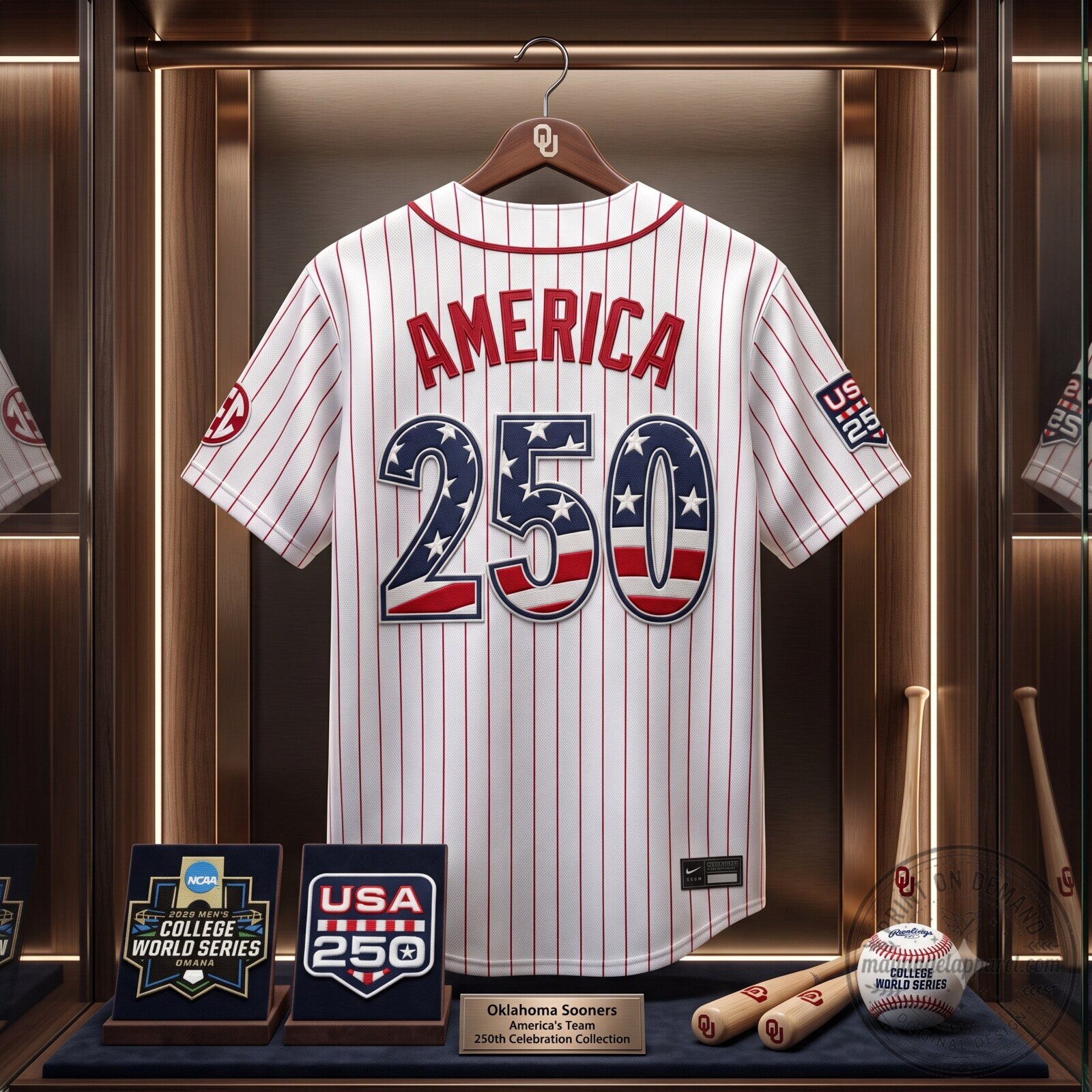 Men's Oklahoma Sooners USA 250 Fourth of July Vapor Premier Limited Jersey - 2026 World Series Patch 6 Men's Oklahoma Sooners USA 250 Fourth of July Vapor Premier Limited Jersey - 2026 World Series Patch