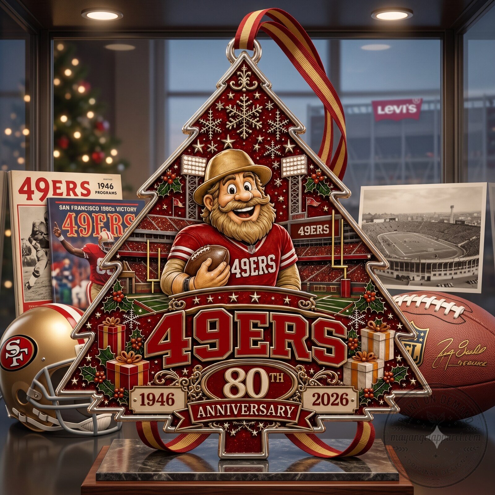 49ers 80th Anniversary Christmas Tree Ornament 2026