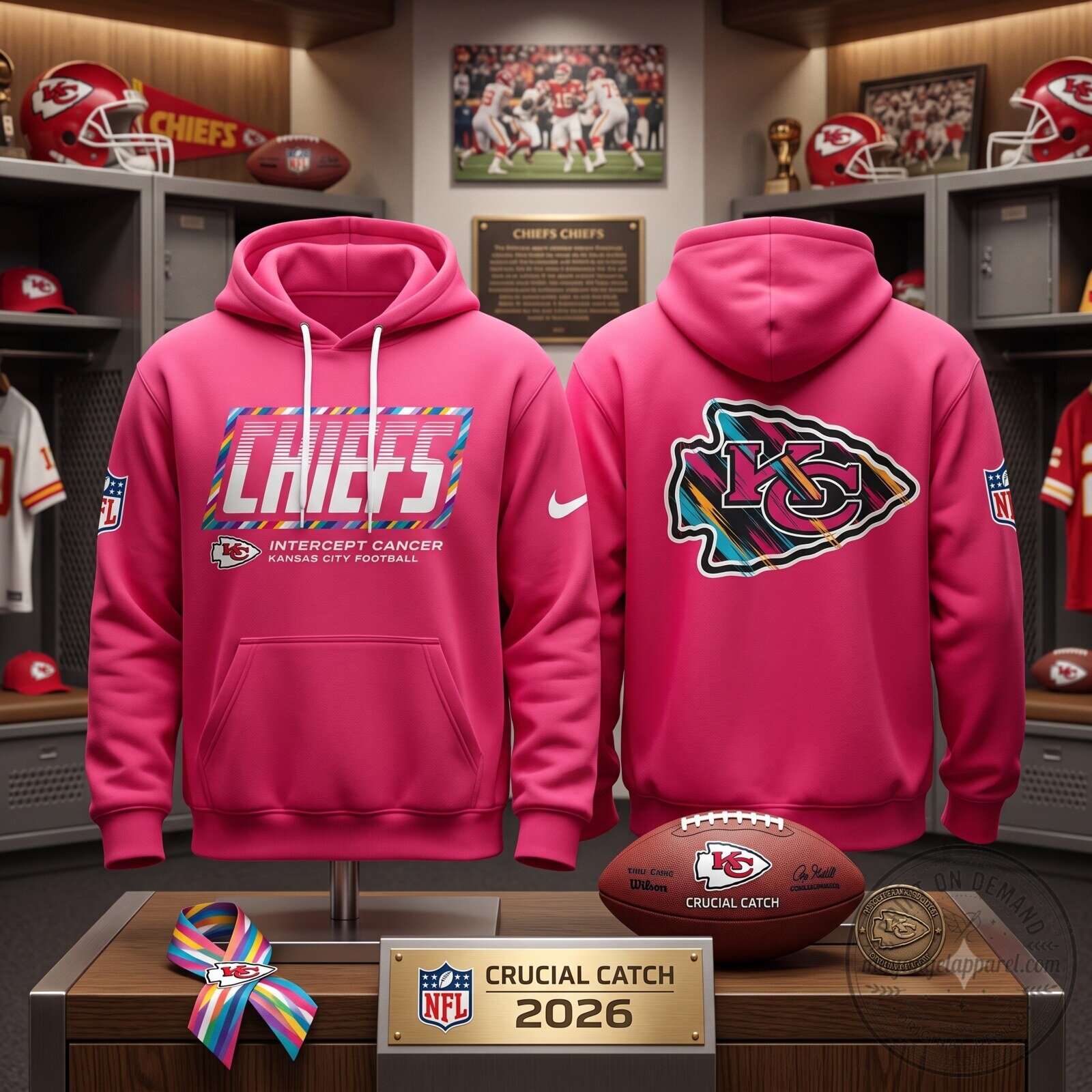 KC NFL 2026 Crucial Catch Pink Hoodie 3 KC NFL 2026 Crucial Catch Pink Hoodie