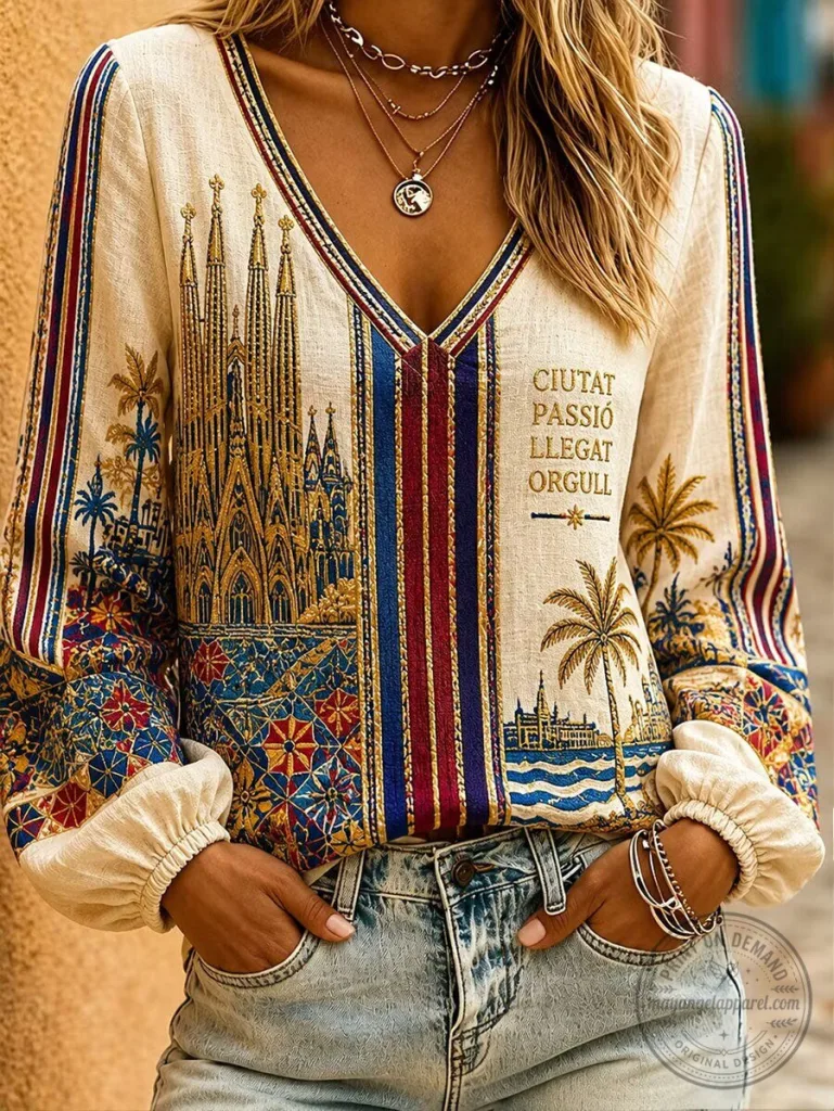 Barcelona Sagrada Familia Ciutat Passio Llegat Orgull Long-Sleeve Blouse 1 Barcelona Sagrada Familia Ciutat Passio Llegat Orgull Long-Sleeve Blouse