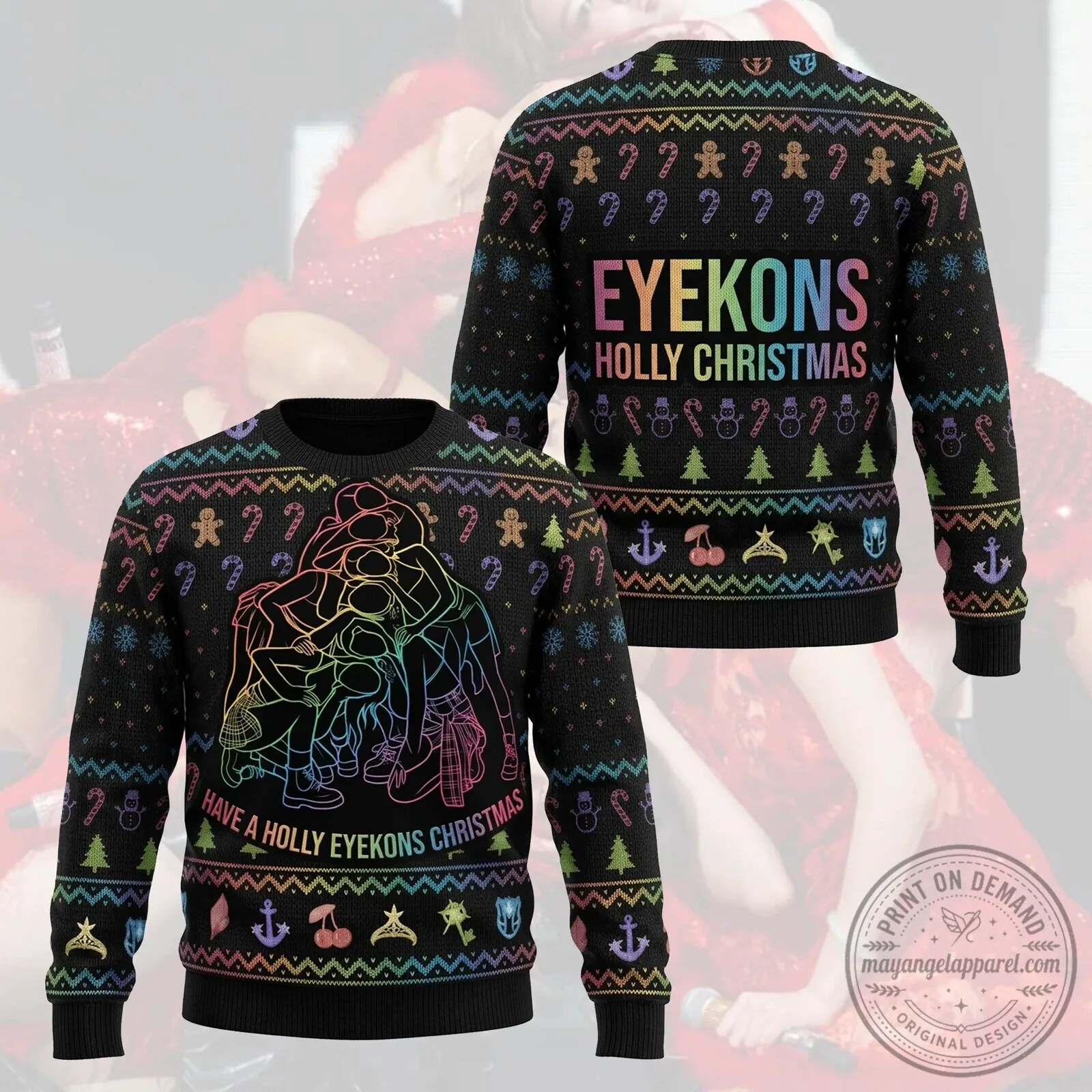 Katseye Have A Holly Eyekons Christmas Ugly Sweater