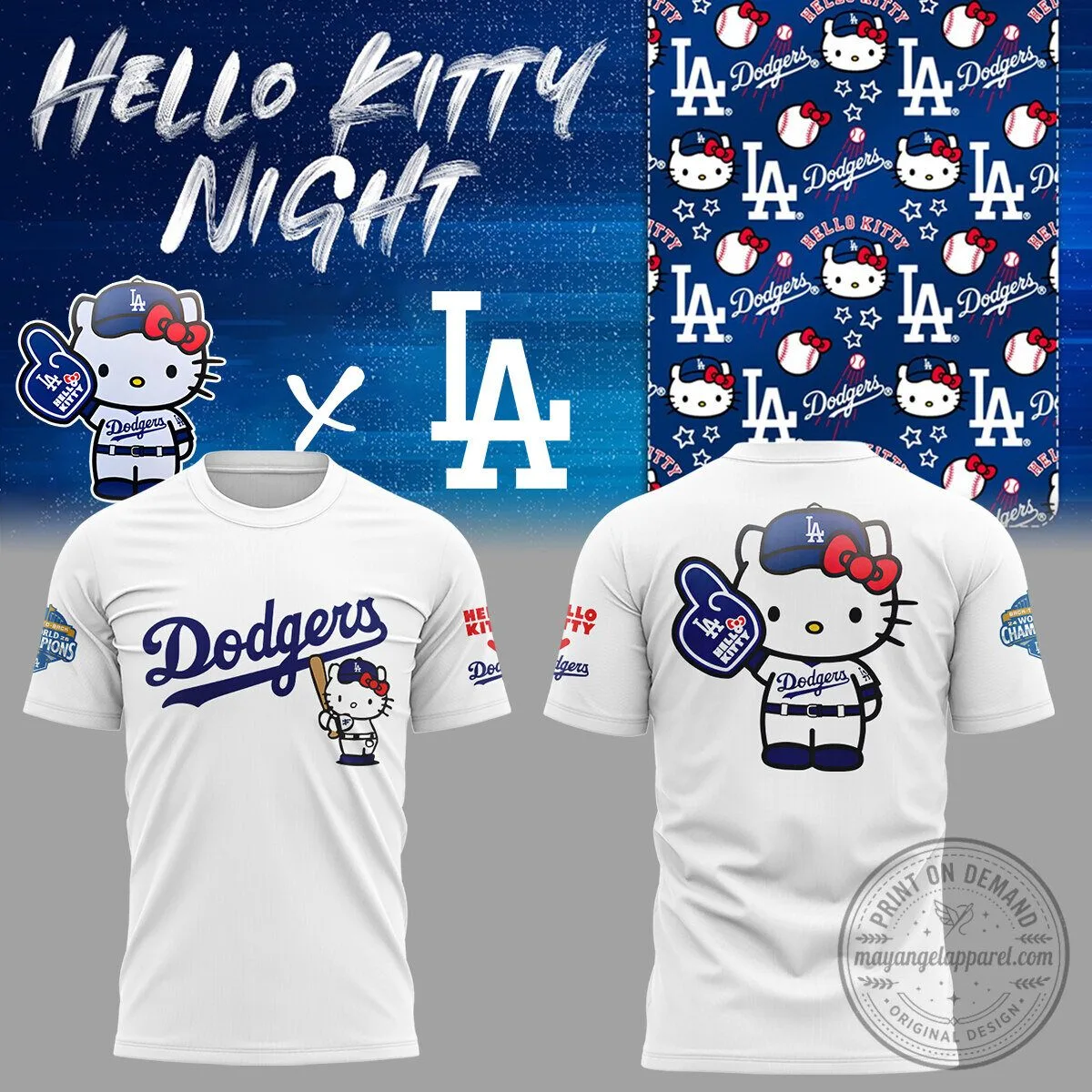 Los Angeles Dodgers Hello Kitty Night Baseball Fan T-Shirt
