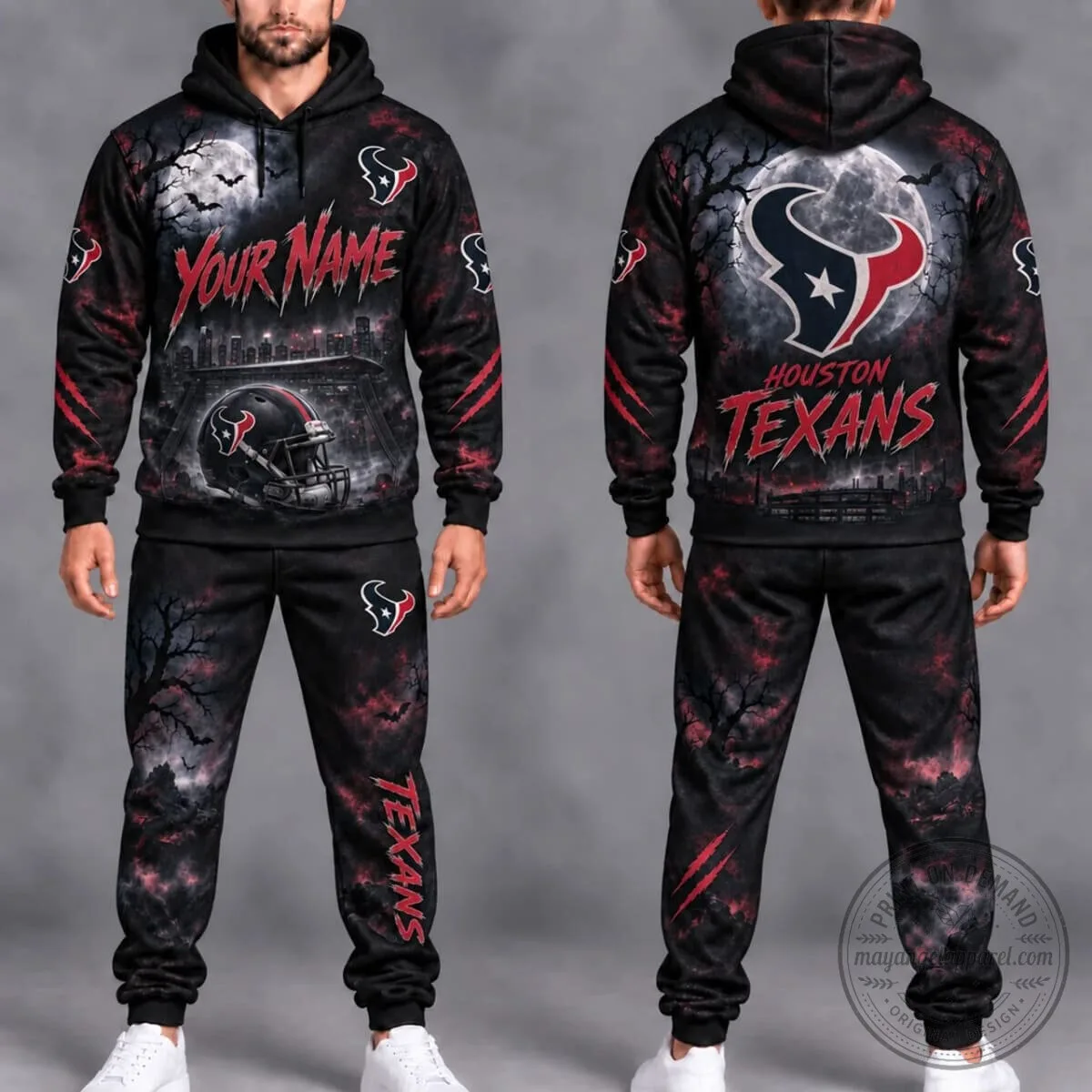 Houston Texans Personalized Moonlit Football Hoodie and Jogger Set