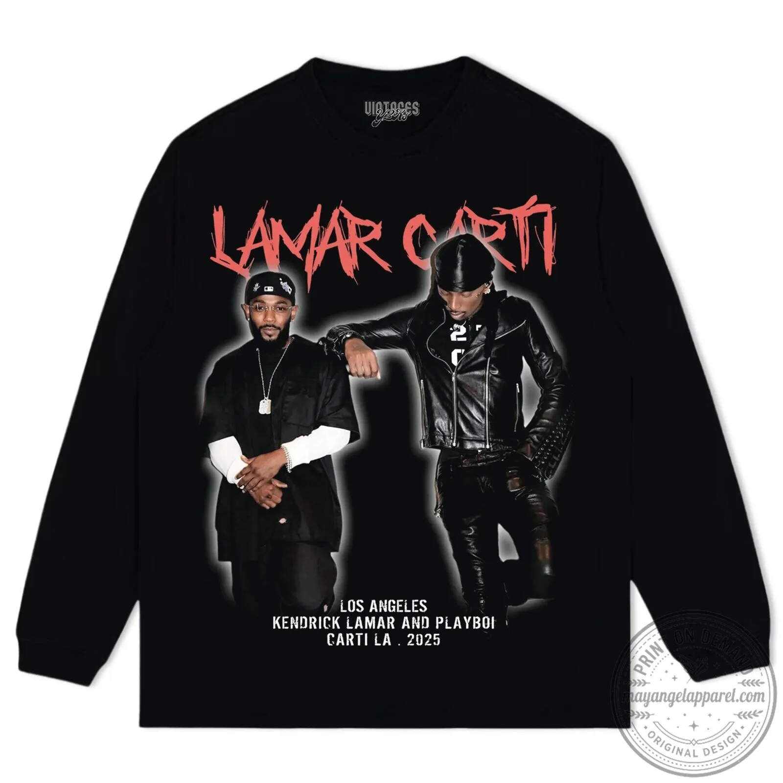 Black Graphic Tee featuring Kendrick Lamar and Playboi Carti from Los Angeles 12 Black Graphic Tee featuring Kendrick Lamar and Playboi Carti from Los Angeles
