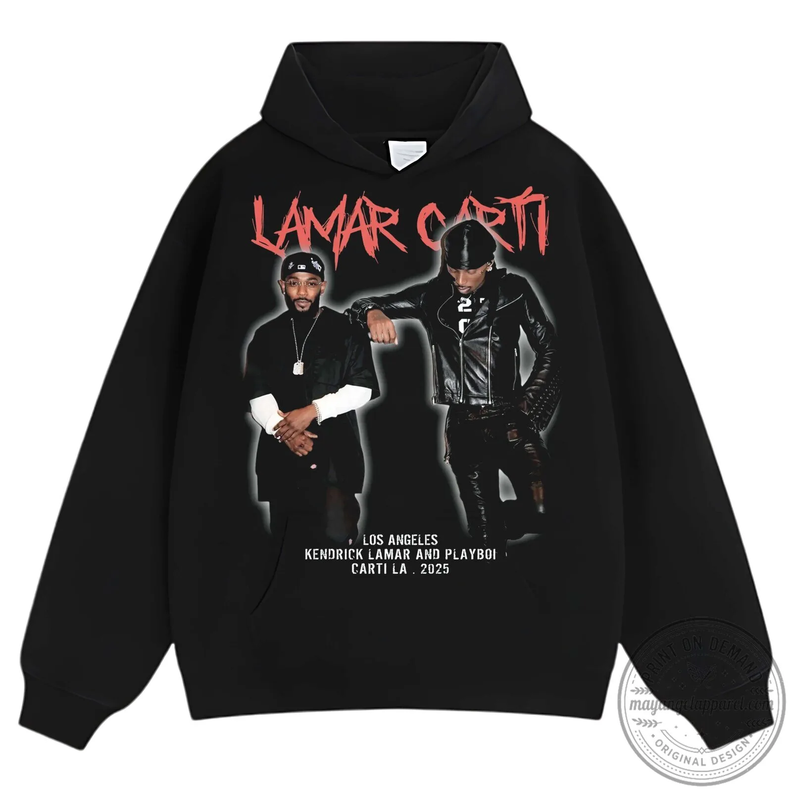 Black Graphic Tee featuring Kendrick Lamar and Playboi Carti from Los Angeles 13 Black Graphic Tee featuring Kendrick Lamar and Playboi Carti from Los Angeles