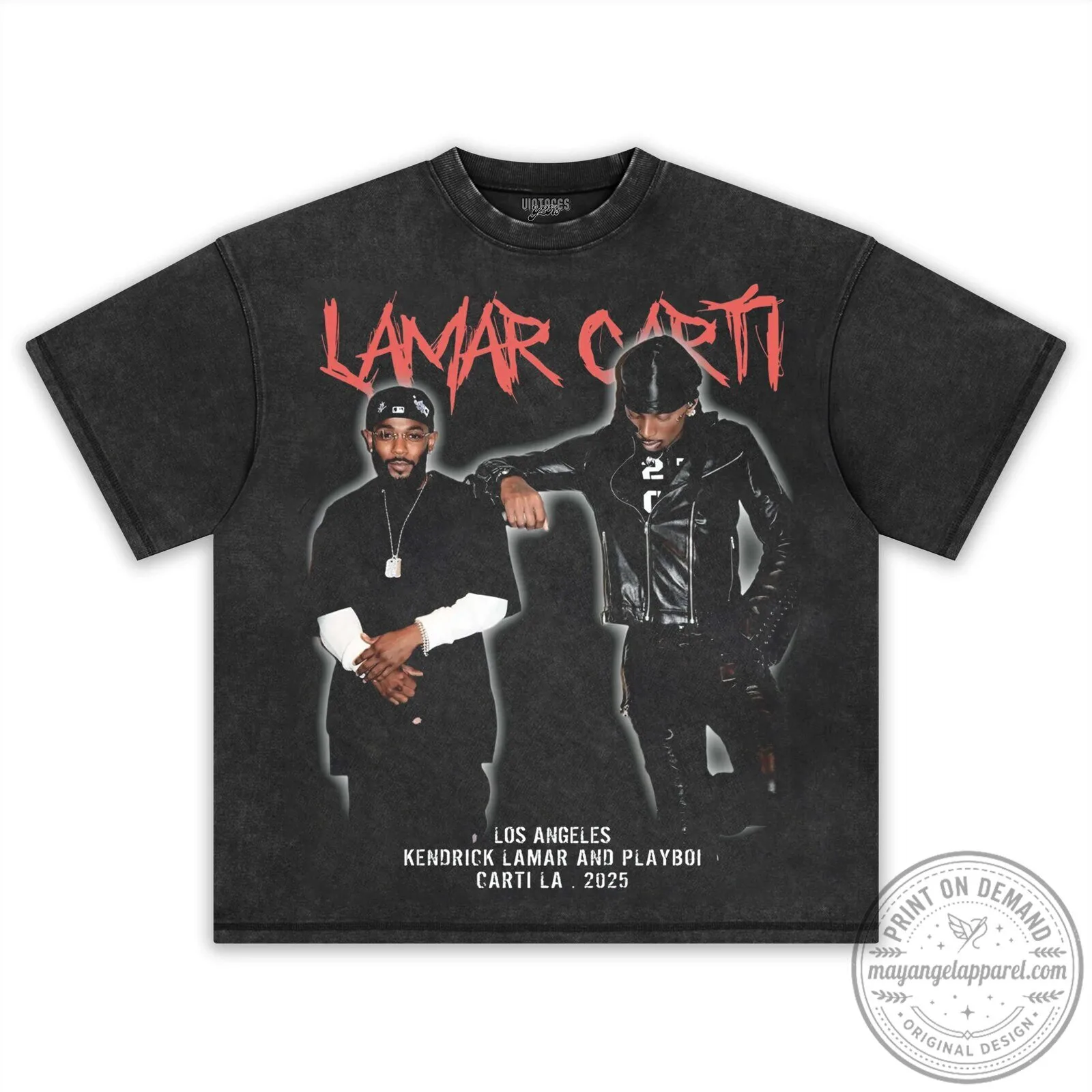 Black Graphic Tee featuring Kendrick Lamar and Playboi Carti from Los Angeles 15 Black Graphic Tee featuring Kendrick Lamar and Playboi Carti from Los Angeles