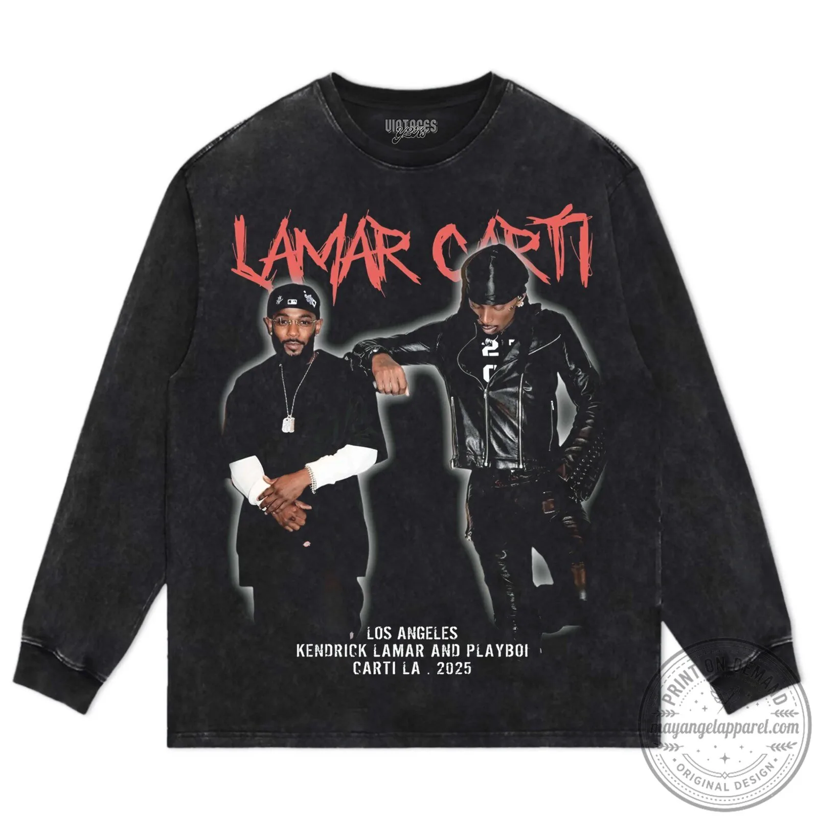 Black Graphic Tee featuring Kendrick Lamar and Playboi Carti from Los Angeles 17 Black Graphic Tee featuring Kendrick Lamar and Playboi Carti from Los Angeles