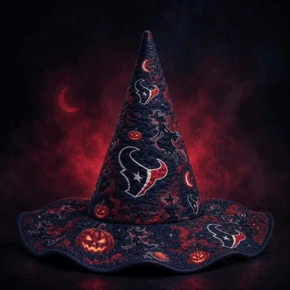 Houston Texans Halloween Moon Pumpkin Quilted Witch Hat
