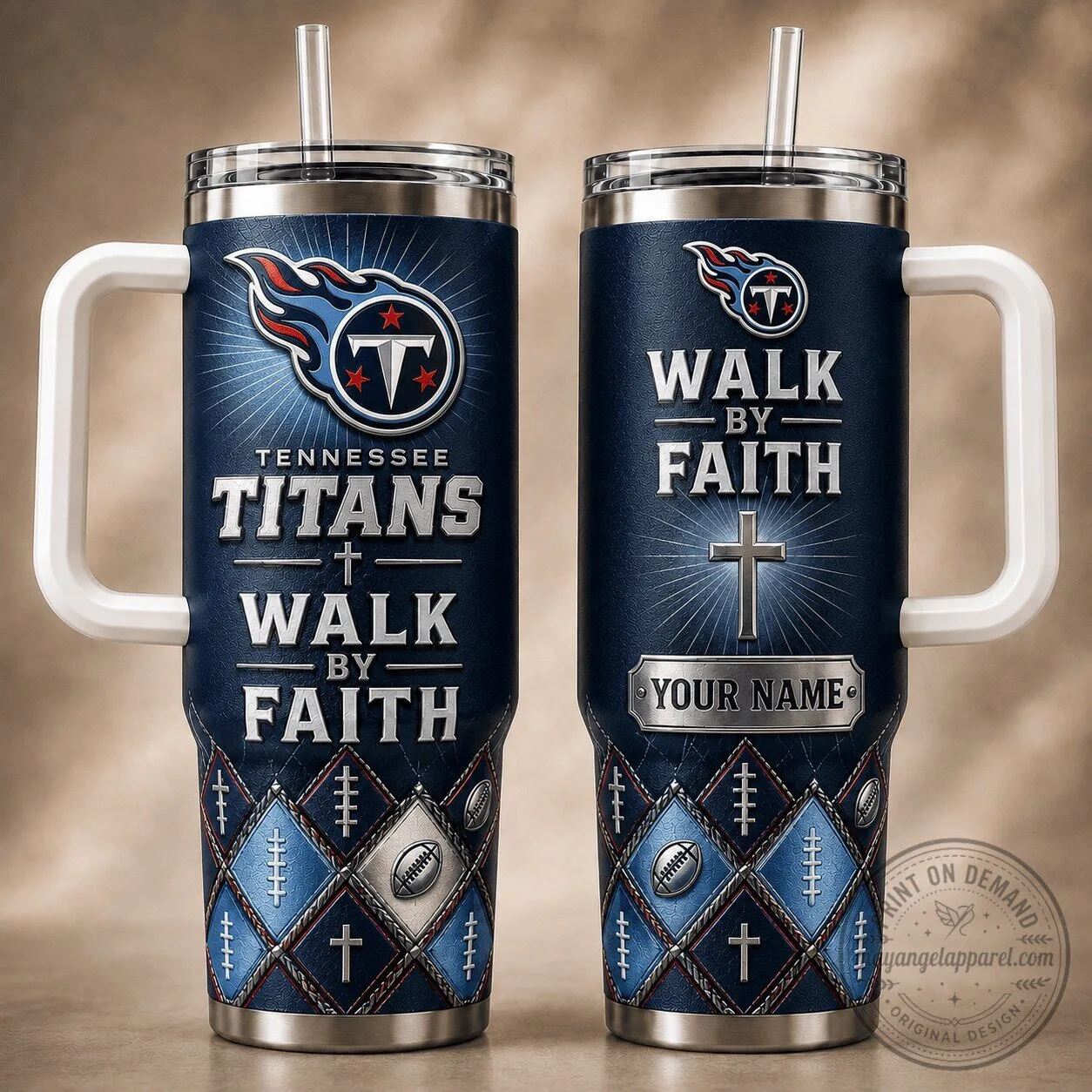 Tennessee Titans Walk By Faith Personalized Tumbler