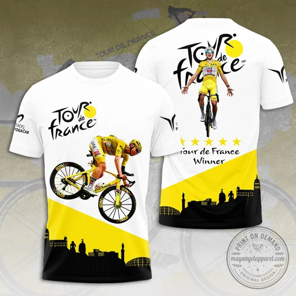 Cycling T-Shirt Celebrating Tadej Pogacar, Tour de France Champion