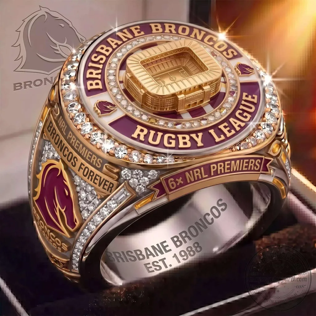 NRL Championship Ring for Brisbane Broncos Rugby League Premiers NRL Championship Ring for Brisbane Broncos Rugby League Premiers