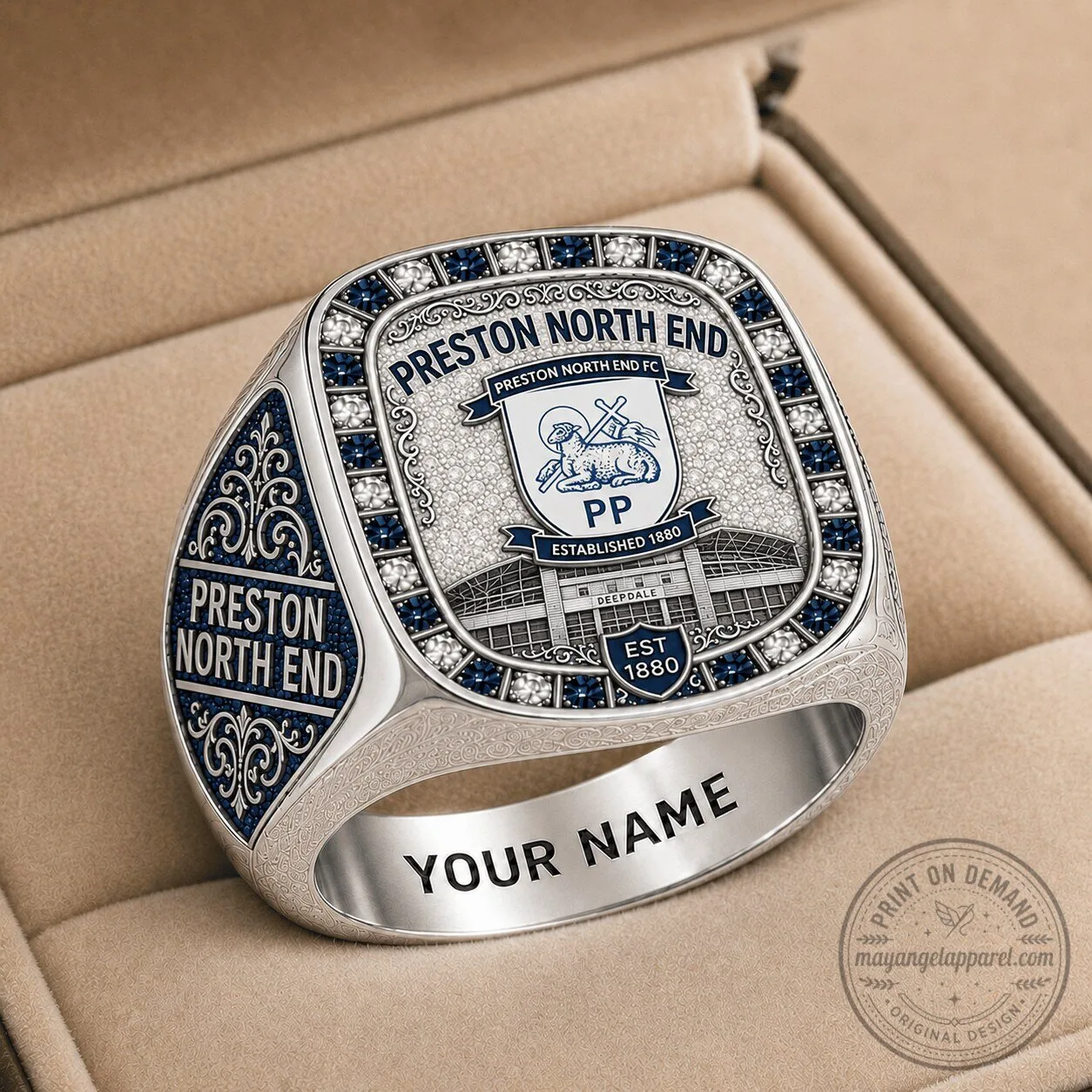 Preston North End Football Club Championship Men's Custom Name Ring