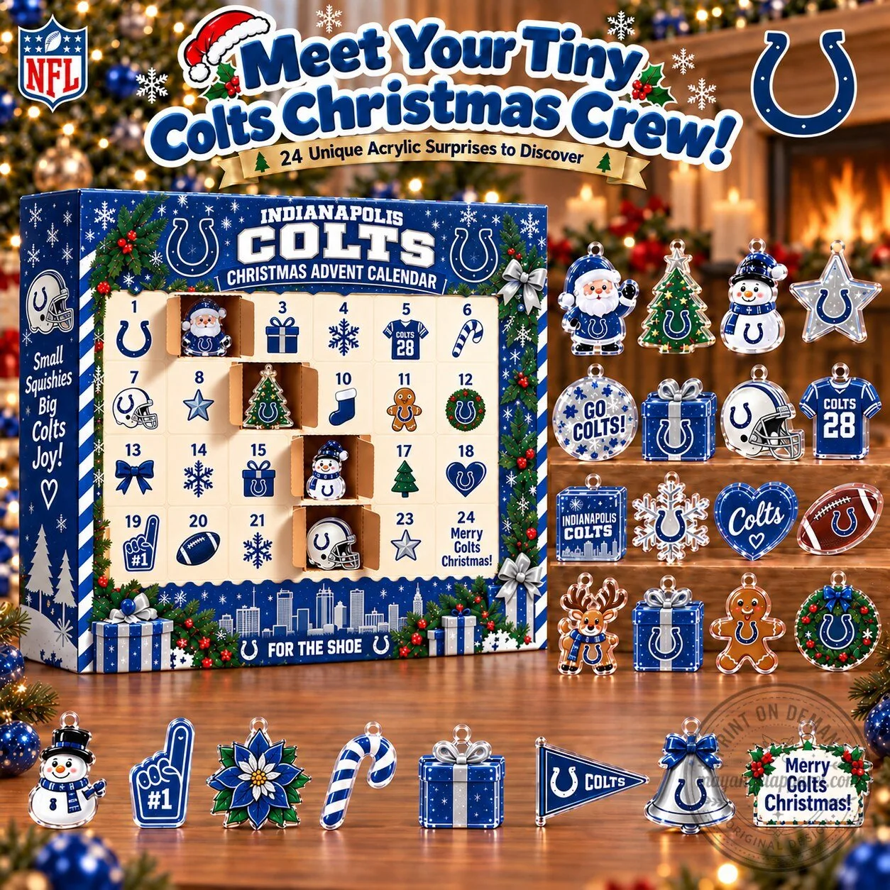 Indianapolis Colts Christmas Advent Calendar Blind Box Acrylic Ornaments Gift