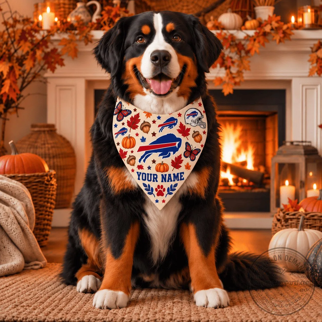 Buffalo Bills Autumn Harvest Personalized Pet Bandana