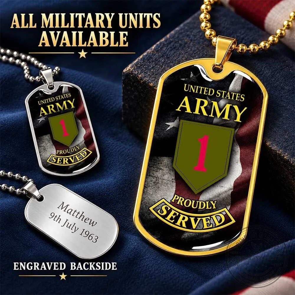 United States Army Proudly Served Engraved Dog Tag Pendant Necklace 13 United States Army Proudly Served Engraved Dog Tag Pendant Necklace