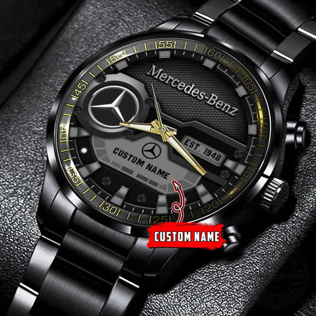 Black Stainless Steel Watch with Custom Name by Mercedes-Benz