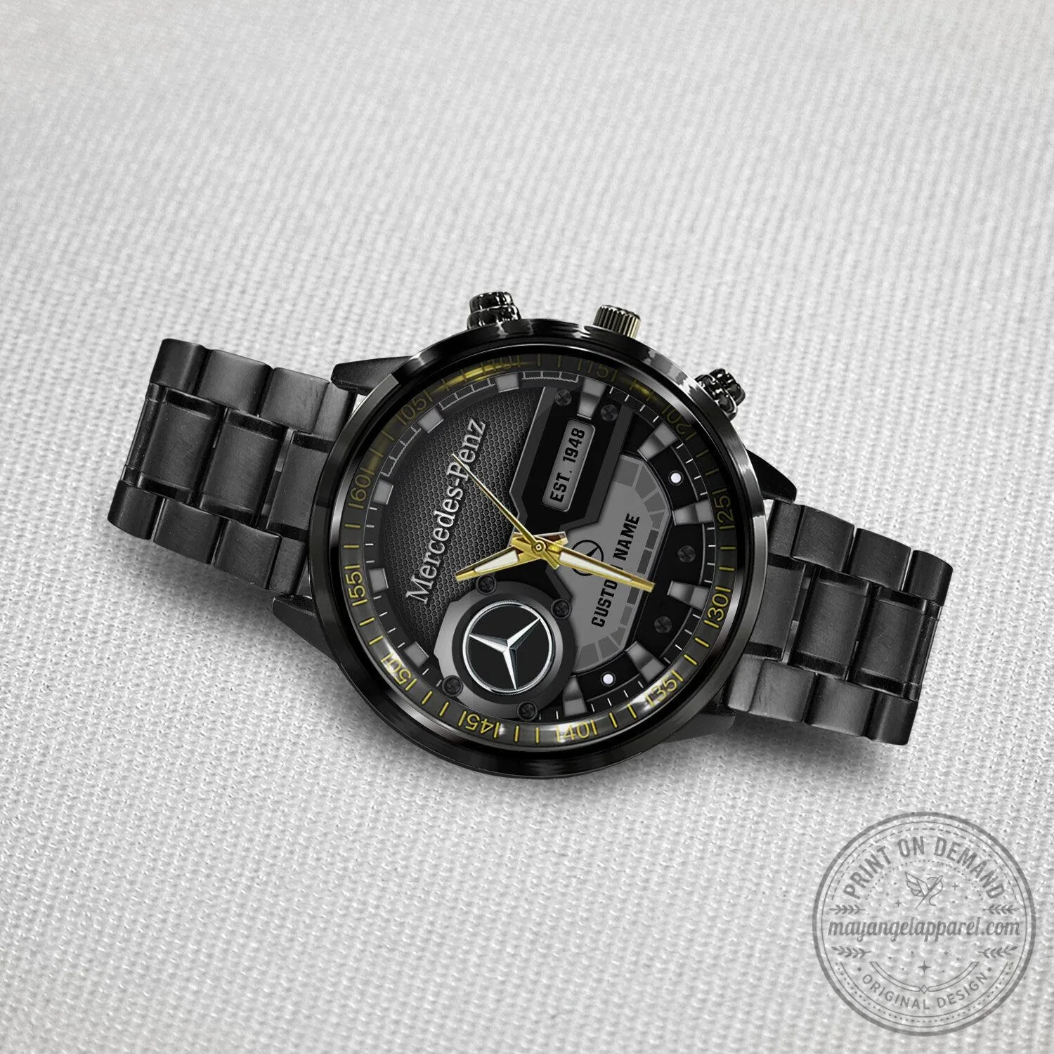 Black Stainless Steel Watch with Custom Name by Mercedes-Benz 6 Black Stainless Steel Watch with Custom Name by Mercedes-Benz