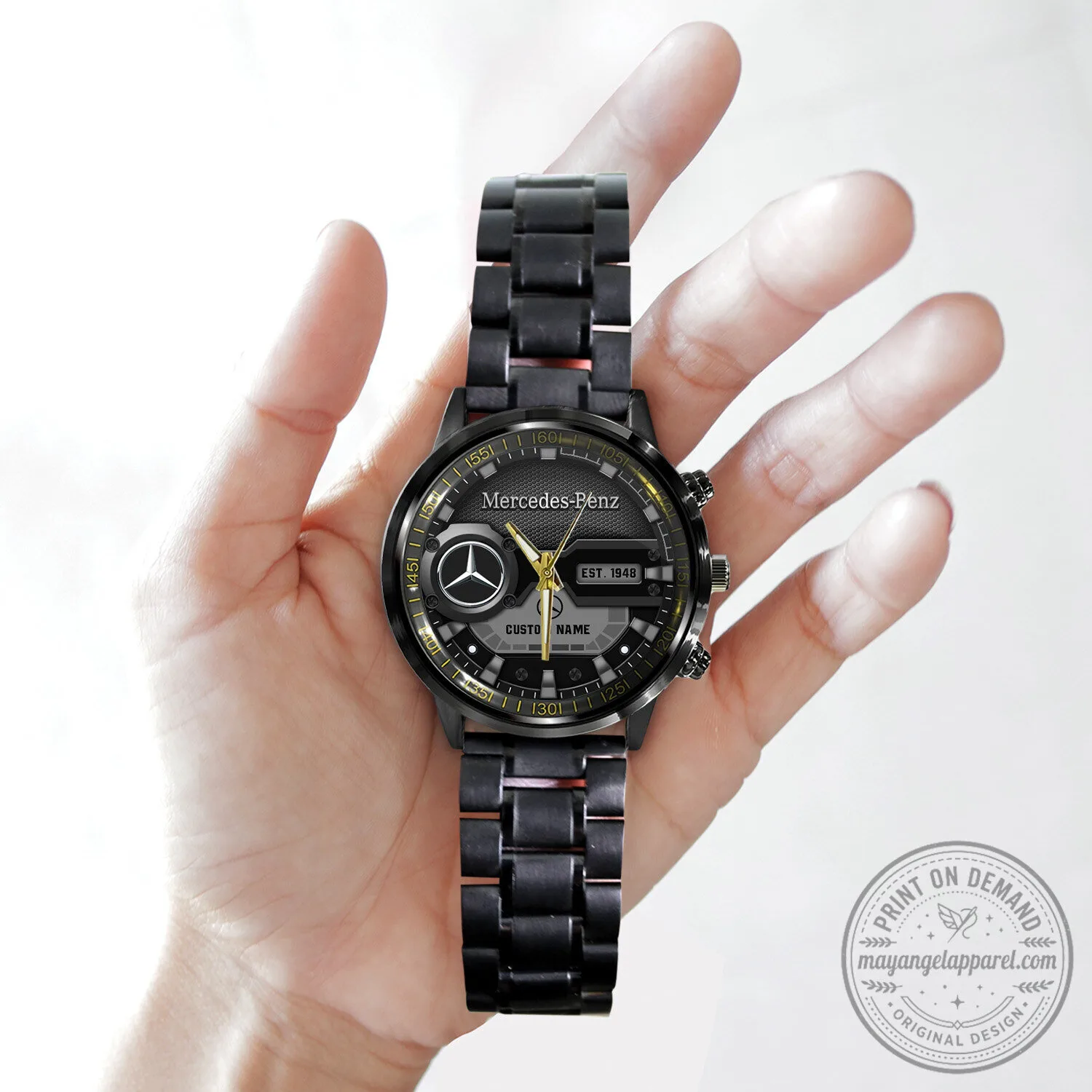 Black Stainless Steel Watch with Custom Name by Mercedes-Benz 7 Black Stainless Steel Watch with Custom Name by Mercedes-Benz