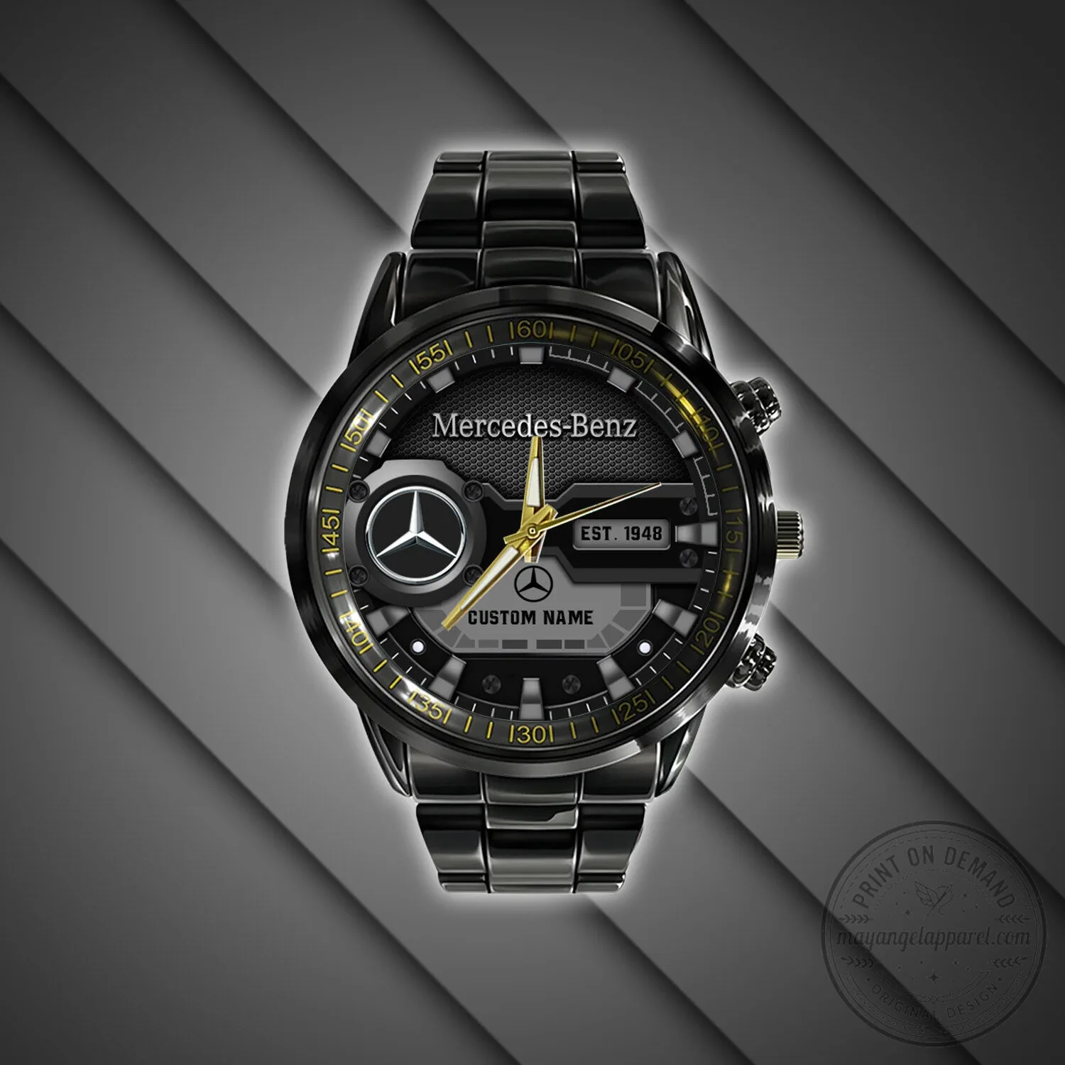 Black Stainless Steel Watch with Custom Name by Mercedes-Benz 8 Black Stainless Steel Watch with Custom Name by Mercedes-Benz
