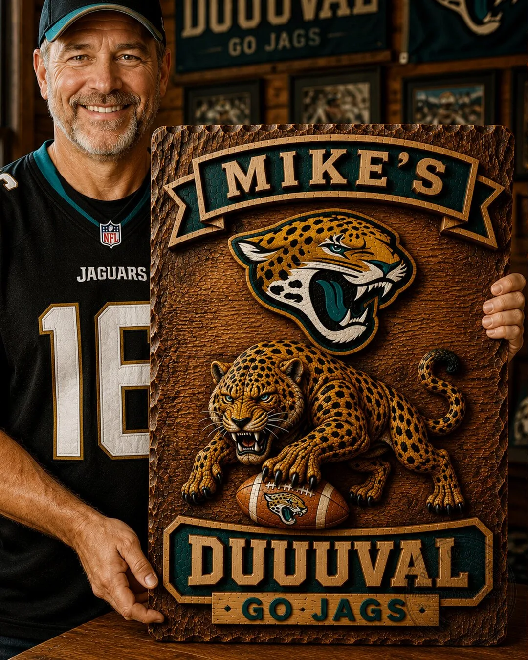 Jacksonville Jaguars Mike's Duuuval Go Jags Wooden Wall Art Plaque 5 Jacksonville Jaguars Mike