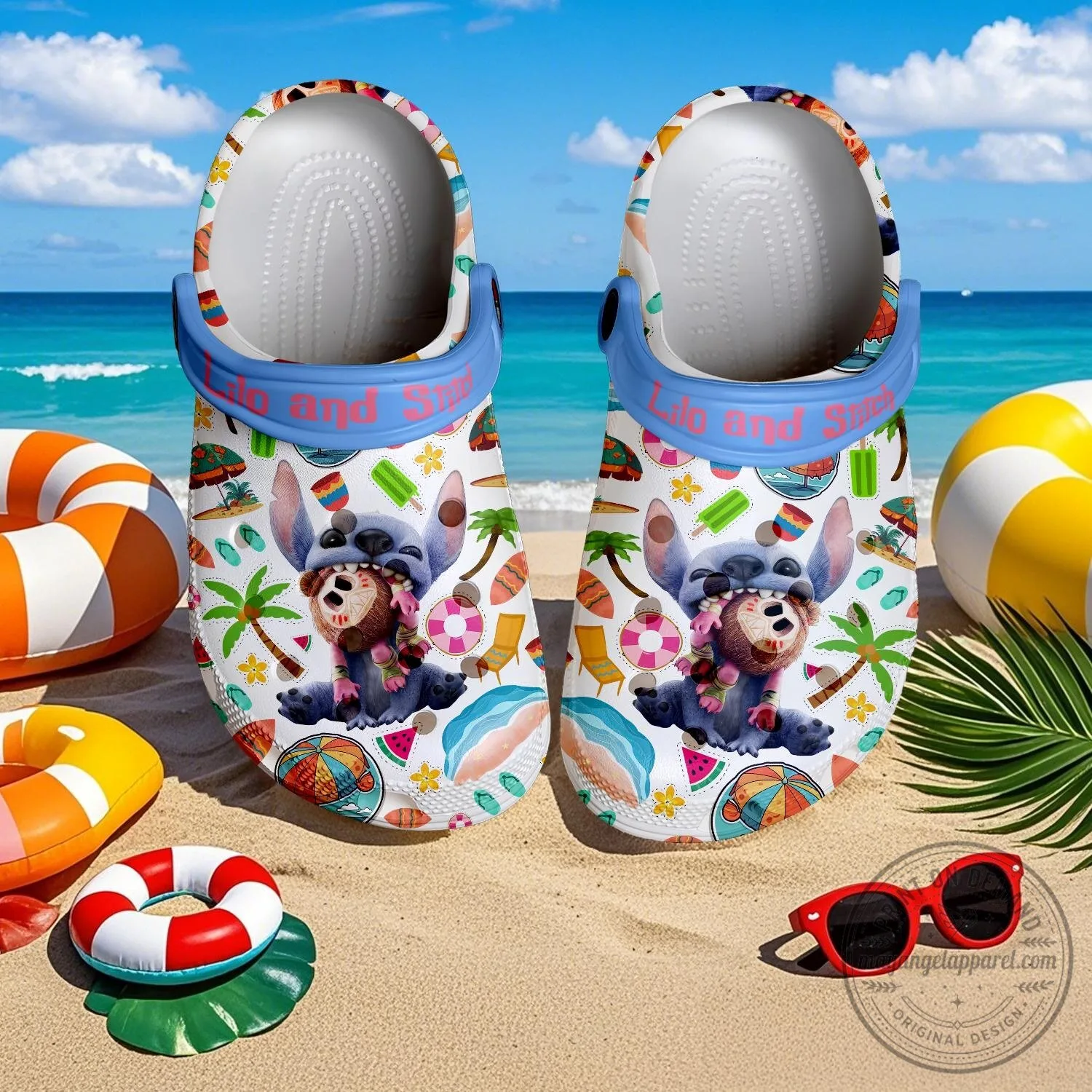 Lilo and Stitch Cartoon Summer Beach Pattern Clogs Shoes