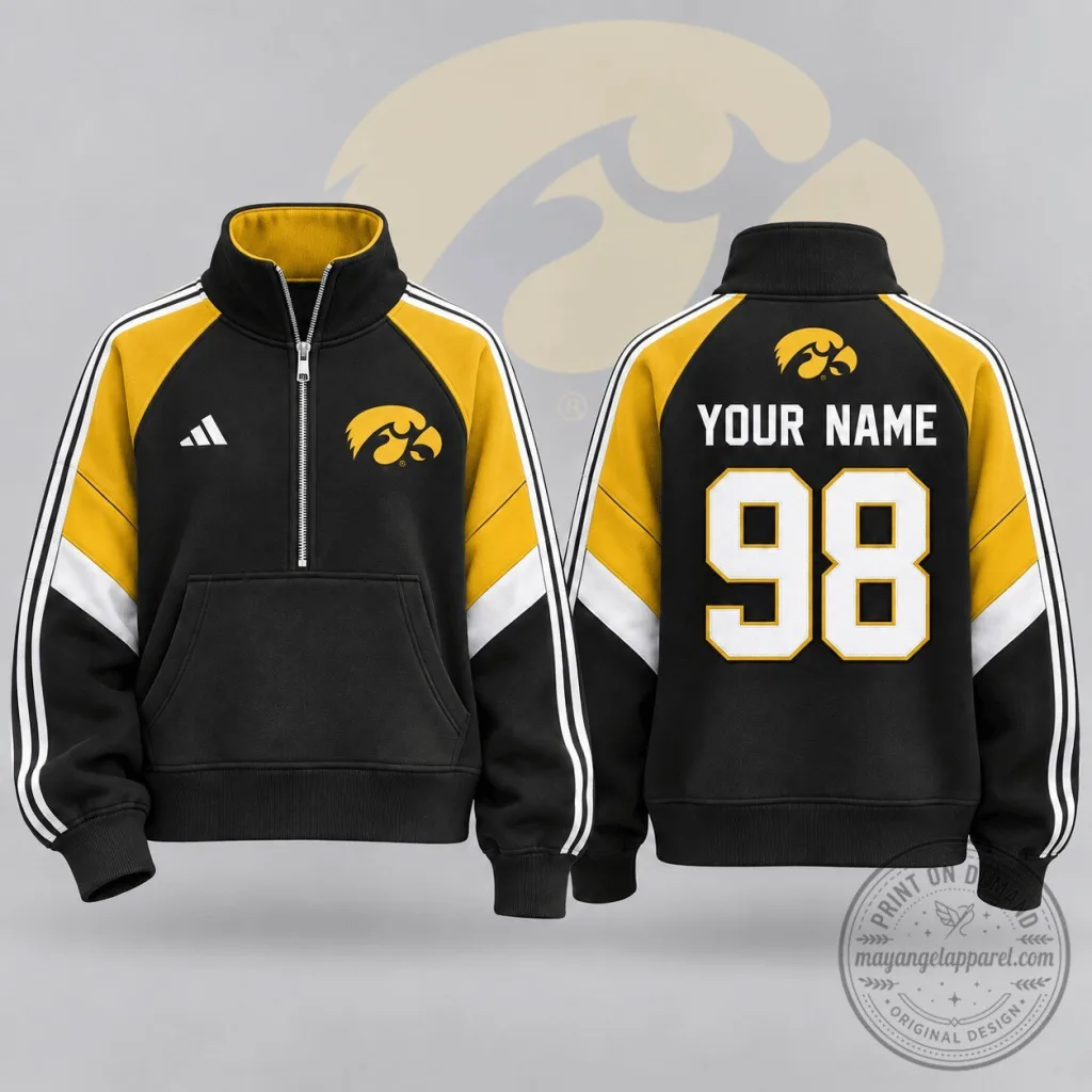 Iowa Hawkeyes Personalized Quarter Zip Pullover Sweatshirt Iowa Hawkeyes Personalized Quarter Zip Pullover Sweatshirt