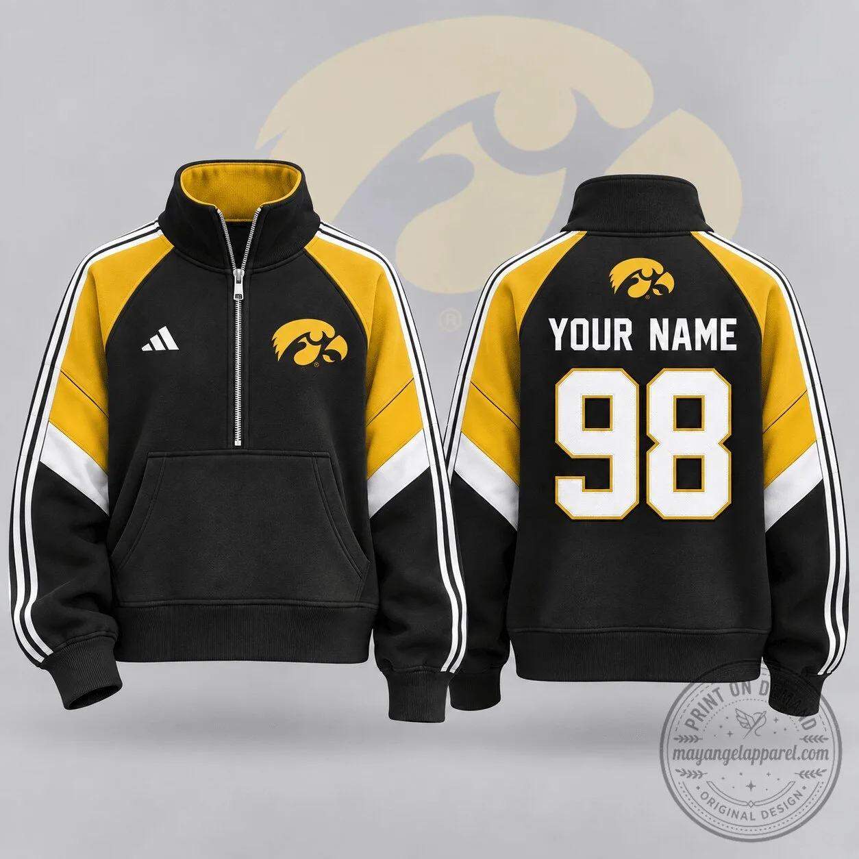 Iowa Hawkeyes Personalized Quarter Zip Pullover Sweatshirt