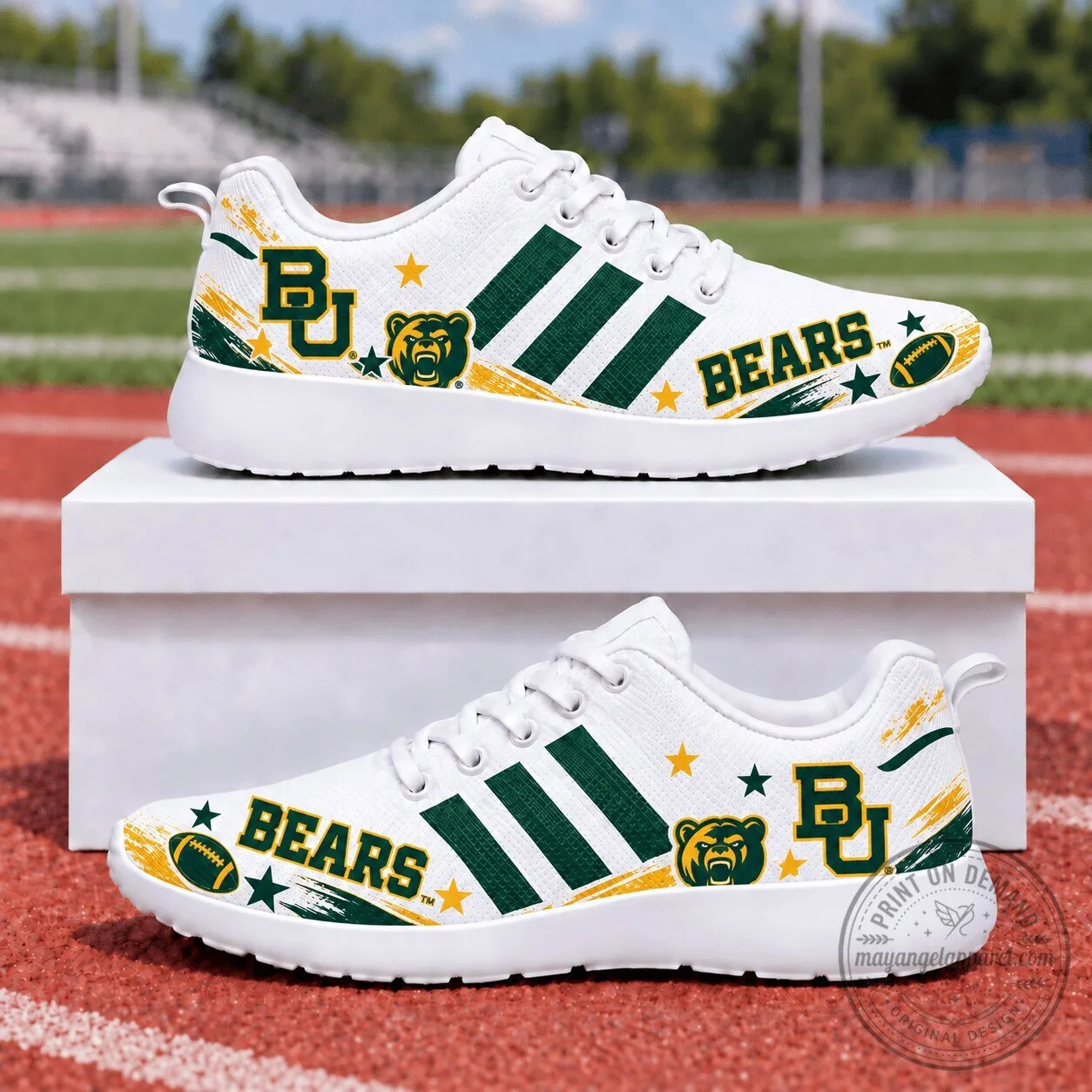 Baylor Bears Green and Gold Team Mascot Casual Sports Shoes