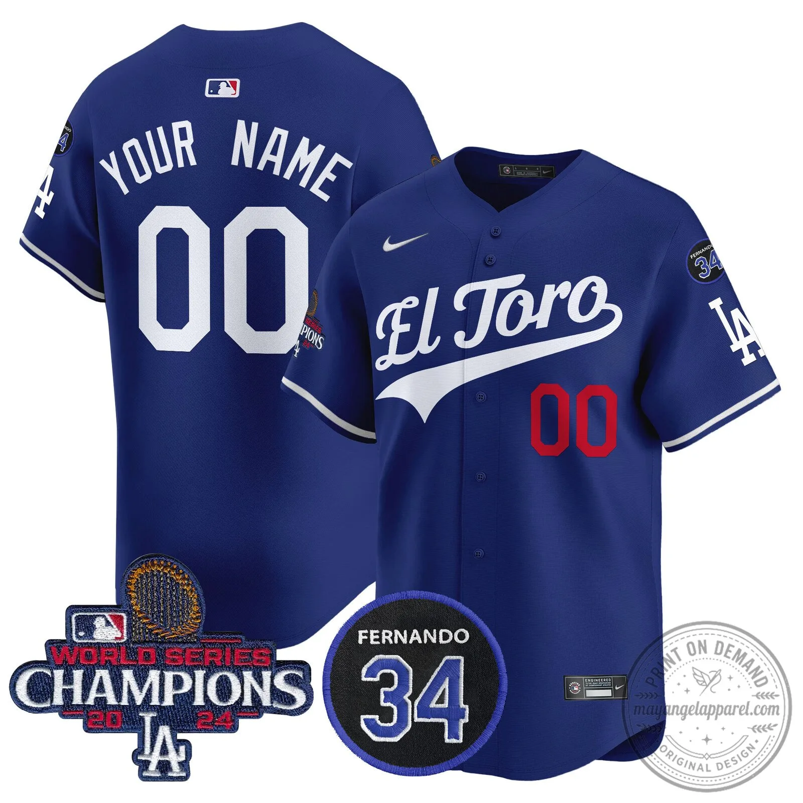 Dodgers El Toro World Series Champions Custom Baseball Jersey 7 Dodgers El Toro World Series Champions Custom Baseball Jersey