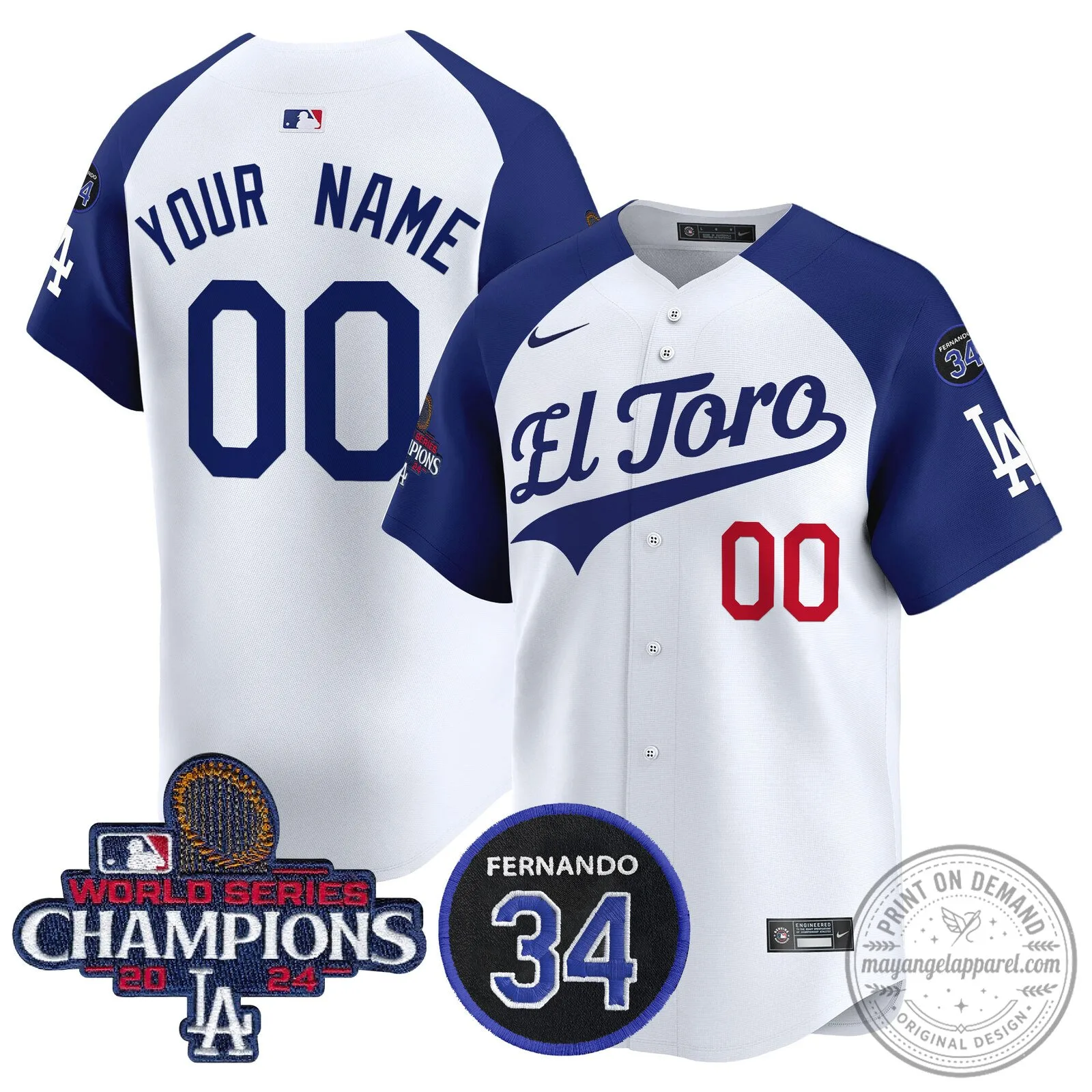 Dodgers El Toro World Series Champions Custom Baseball Jersey 8 Dodgers El Toro World Series Champions Custom Baseball Jersey