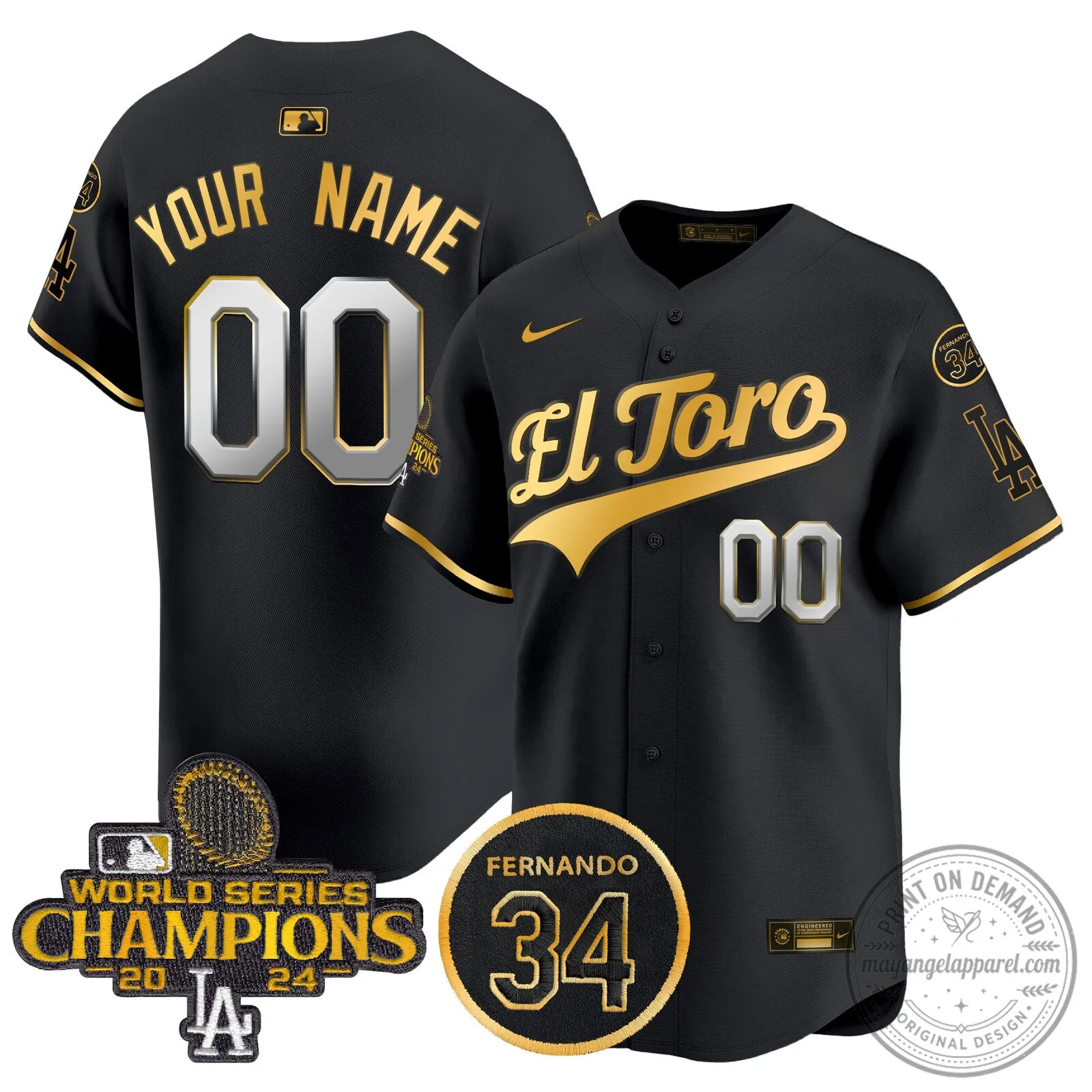 Dodgers El Toro World Series Champions Custom Baseball Jersey 10 Dodgers El Toro World Series Champions Custom Baseball Jersey