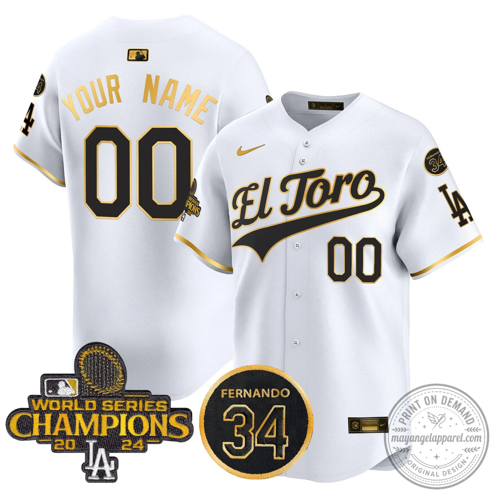 Dodgers El Toro World Series Champions Custom Baseball Jersey 11 Dodgers El Toro World Series Champions Custom Baseball Jersey