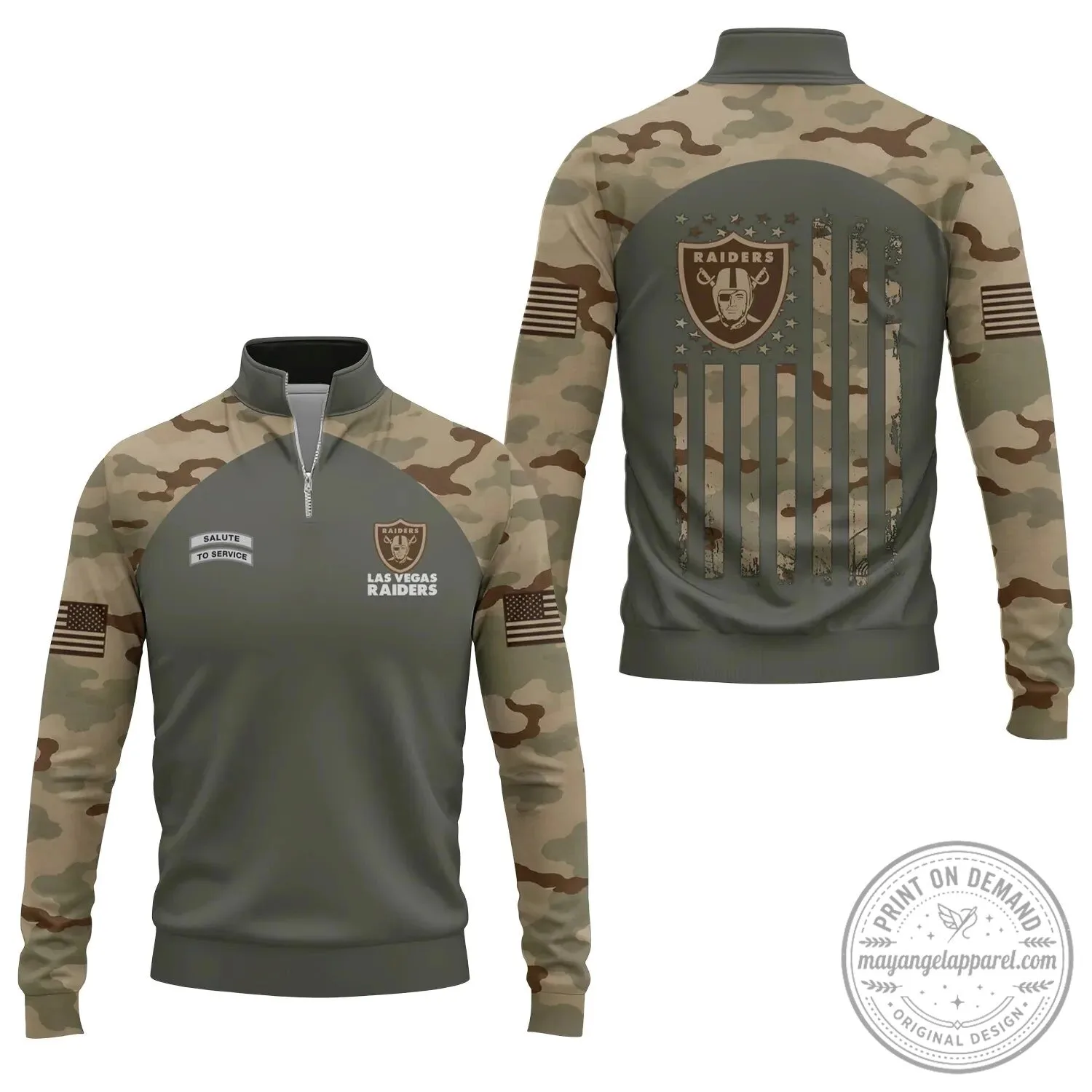 Las Vegas Raiders Salute To Service Camouflage Quarter-Zip Pullover