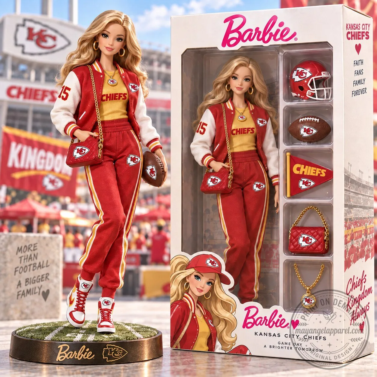 Kansas City Chiefs Barbie Doll with Football Accessories