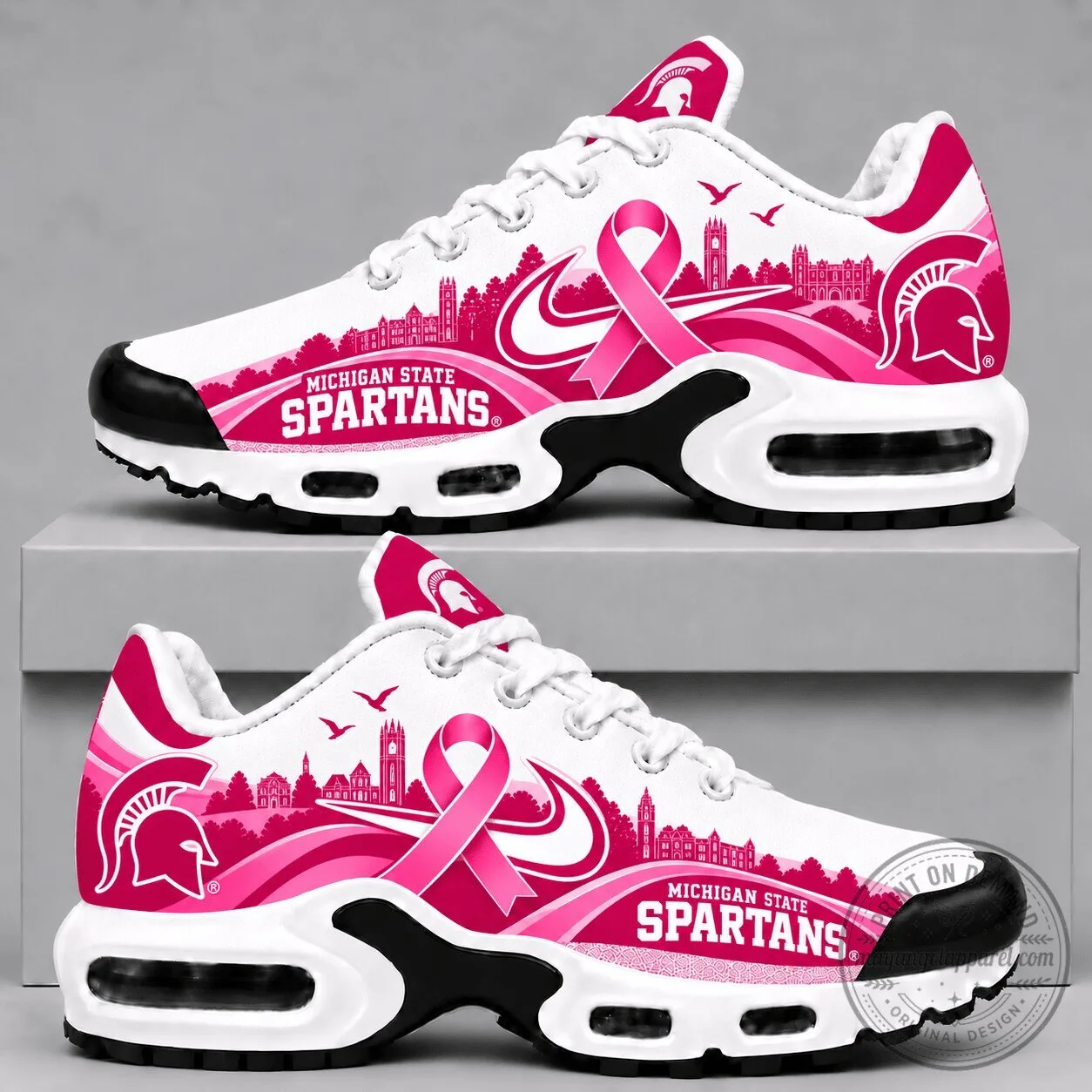 Michigan State Spartans Pink Ribbon Breast Cancer Awareness Running Shoes