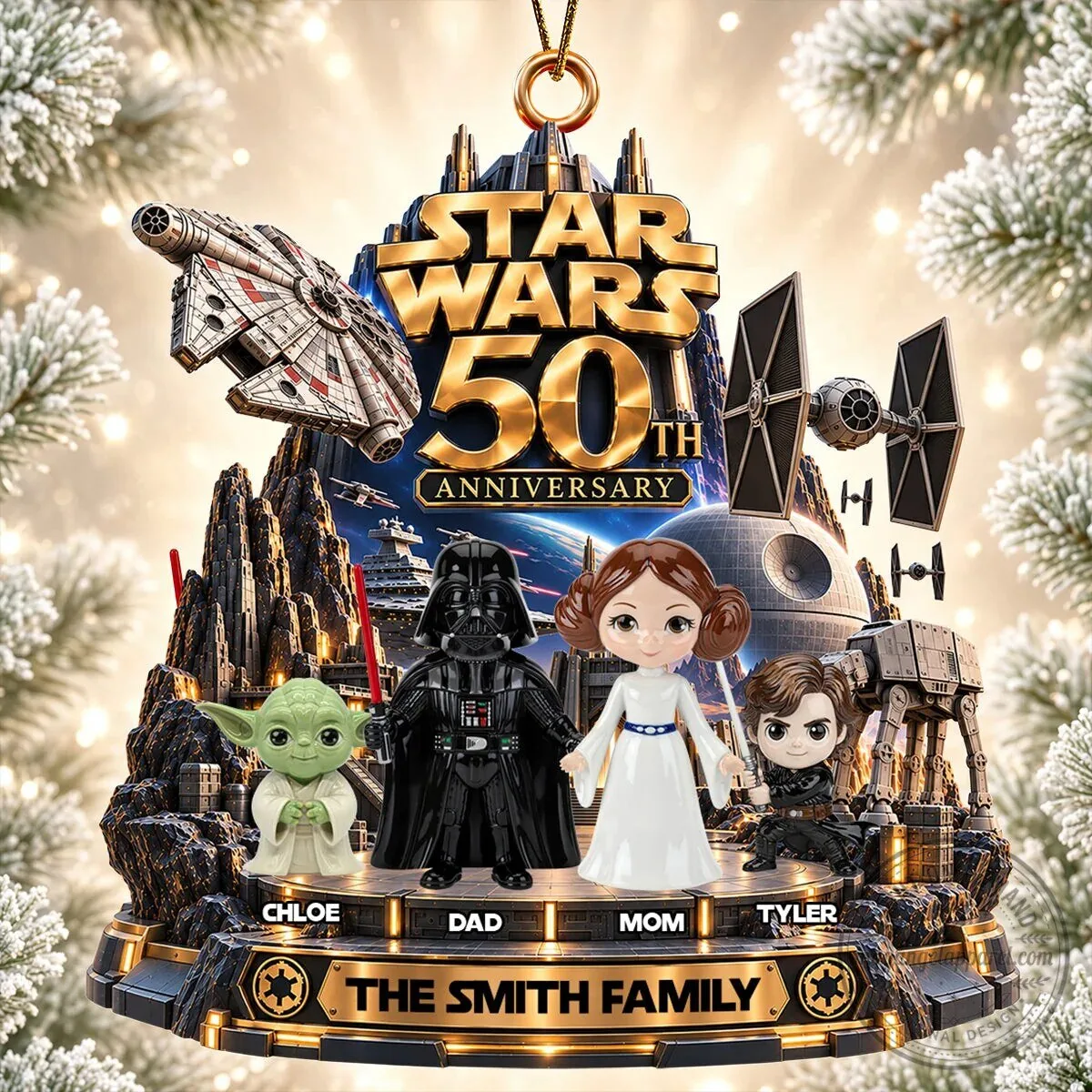 Star Wars 50th Anniversary Personalized Family Christmas Tree Ornament