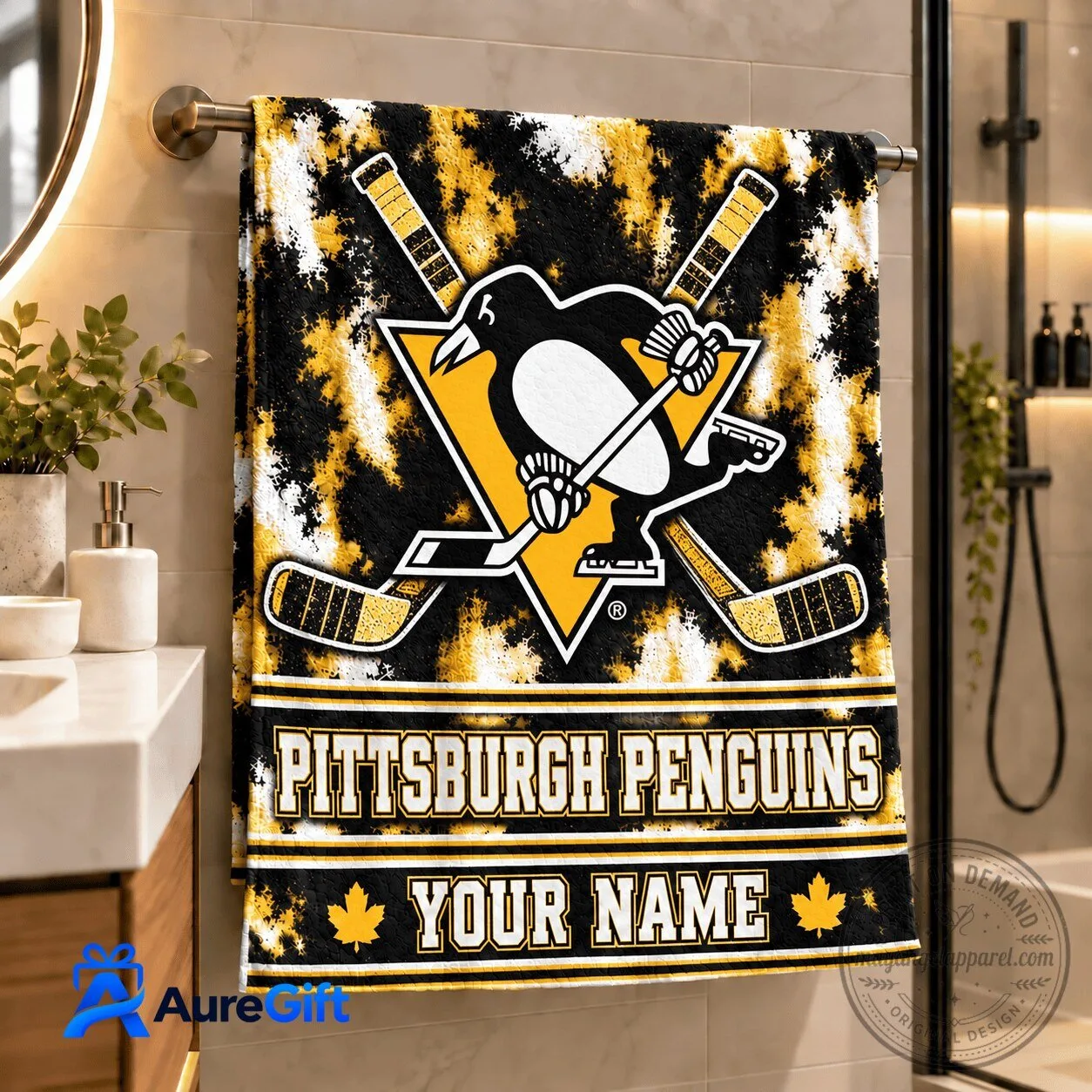 Pittsburgh Penguins National Hockey League Game Day Personalized Bath Towel