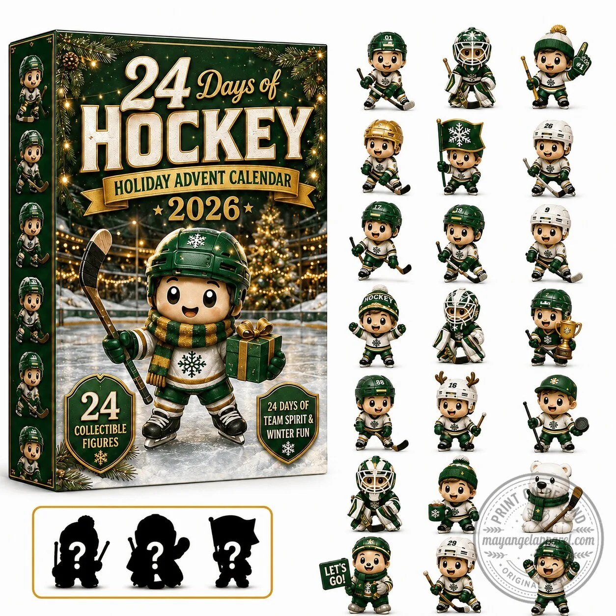 Hockey Holiday Advent Calendar 2026 with 24 Collectible Figures
