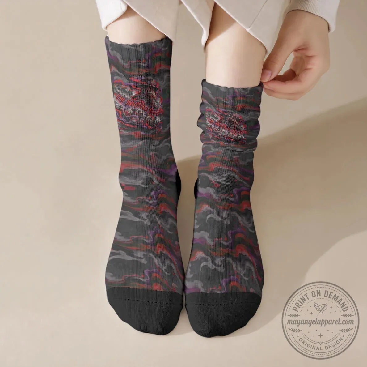 Plague Doctor Black Death The Invisible Killer Crew Socks Dark Gothic Fantasy