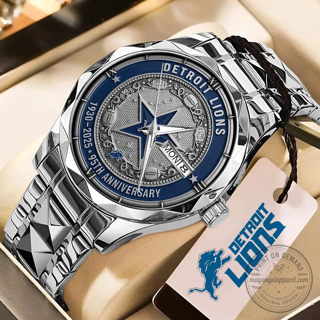 Detroit Lions 95th Anniversary 2025 Commemorative Stainless Steel Quartz Watch