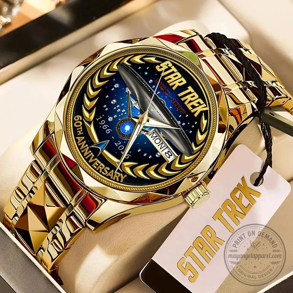 60th Anniversary Stainless Steel Quartz Watch in Gold Tone for Star Trek Fans