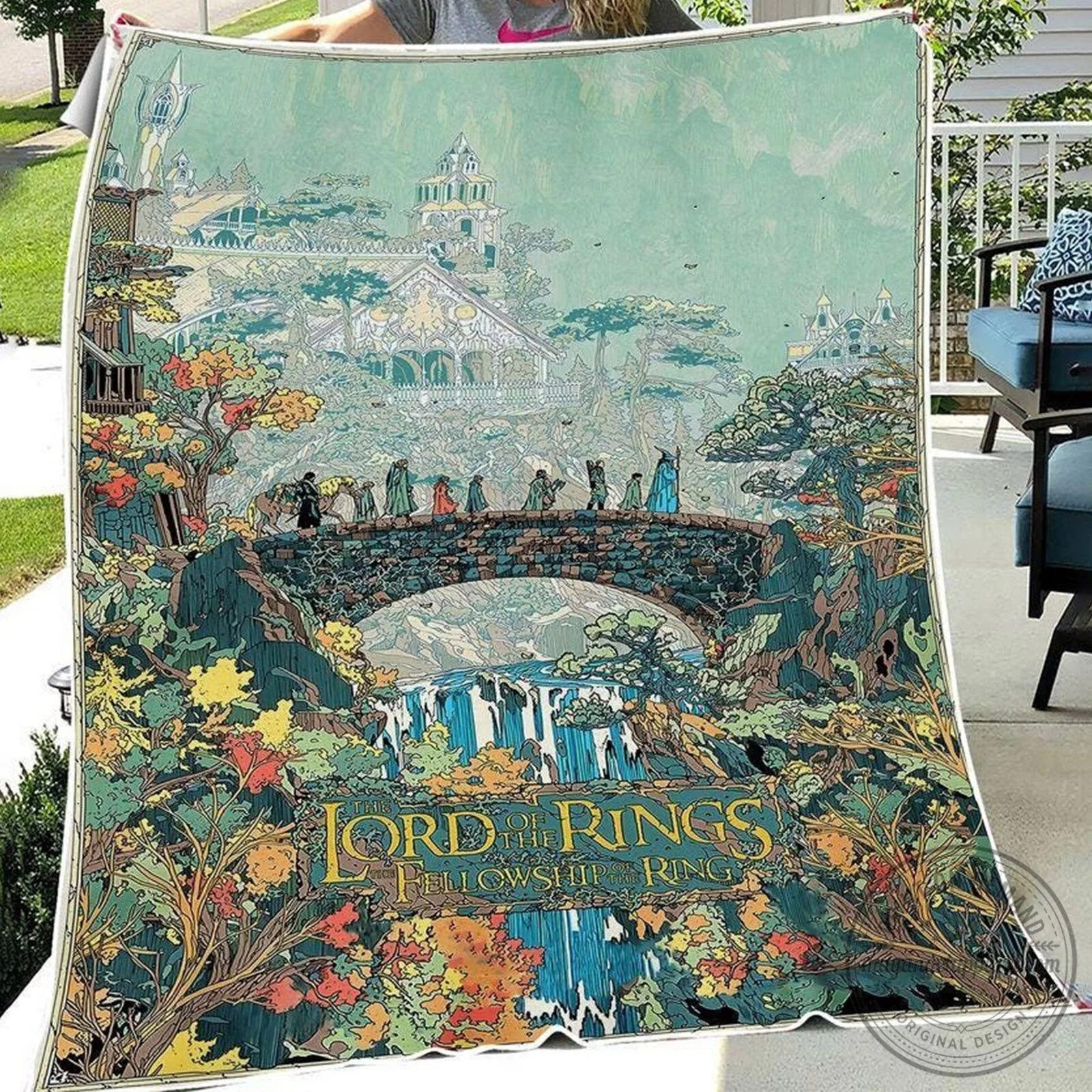 Lord of the Rings Fellowship of the Ring Movie Poster Art Blanket