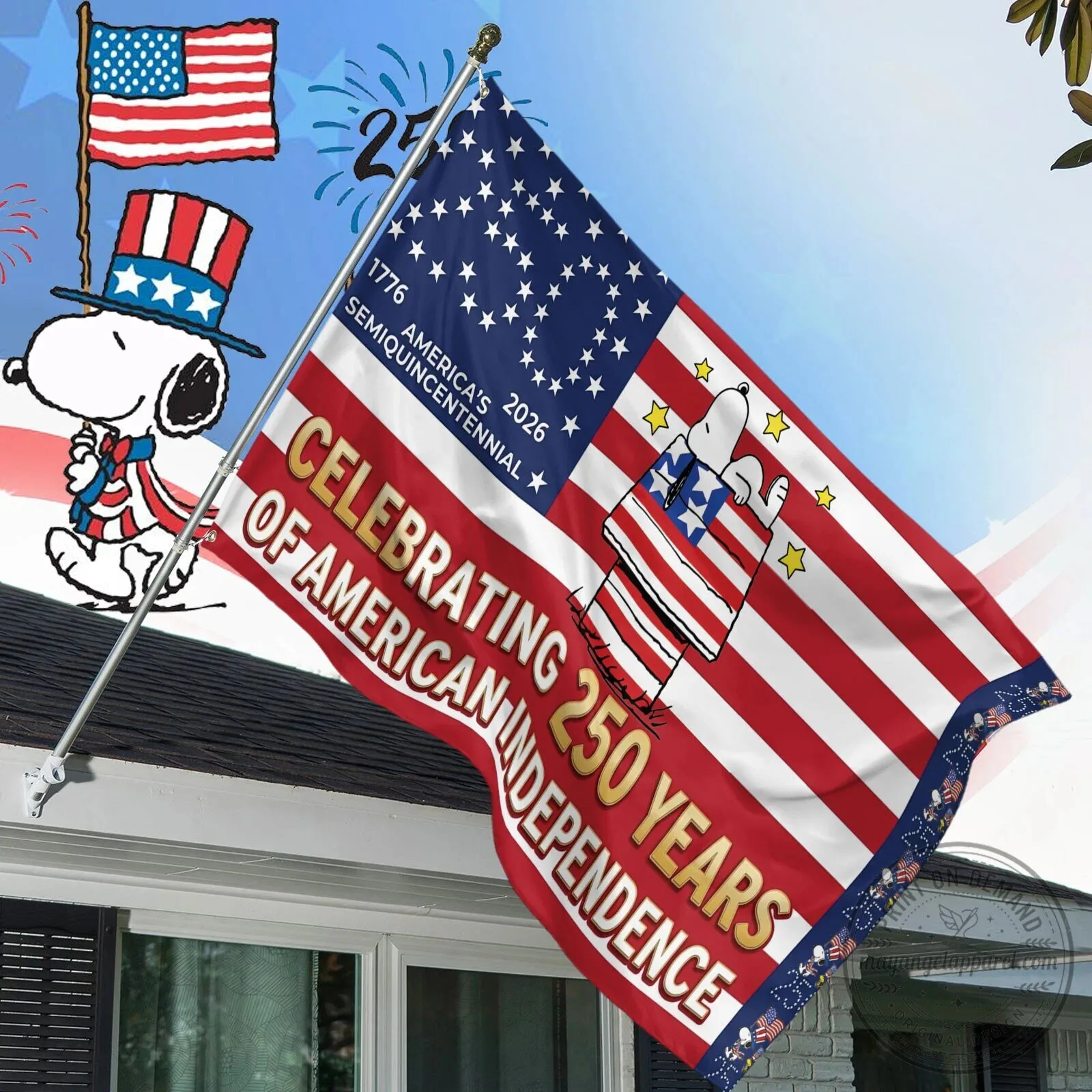 250th Anniversary of American Independence Snoopy House Flag