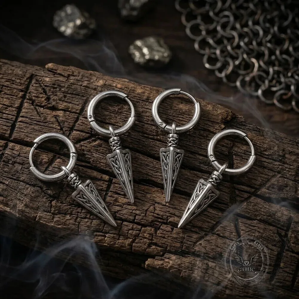 Viking Celtic Knot Stainless Steel Pyramid Drop Earrings