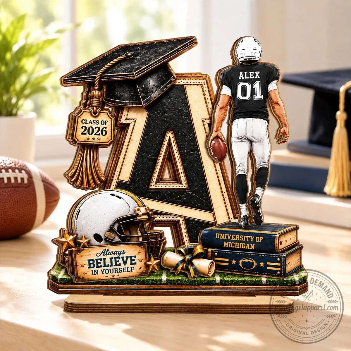 University of Michigan Football Graduation Personalized Wooden Plaque Class of 2026