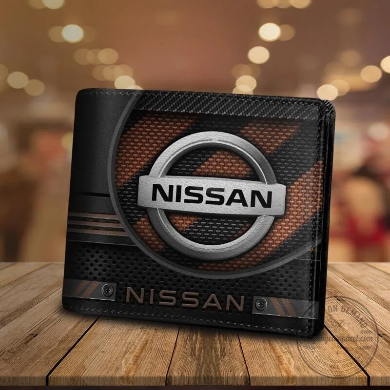 Nissan Car Logo Black and Blue Carbon Fiber Style Bifold Wallet 9 Nissan Car Logo Black and Blue Carbon Fiber Style Bifold Wallet