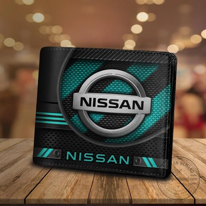 Nissan Car Logo Black and Blue Carbon Fiber Style Bifold Wallet 10 Nissan Car Logo Black and Blue Carbon Fiber Style Bifold Wallet