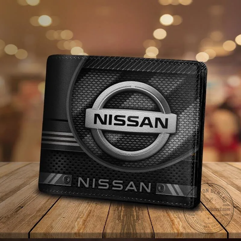 Nissan Car Logo Black and Blue Carbon Fiber Style Bifold Wallet 12 Nissan Car Logo Black and Blue Carbon Fiber Style Bifold Wallet