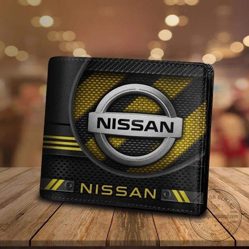 Nissan Car Logo Black and Blue Carbon Fiber Style Bifold Wallet 15 Nissan Car Logo Black and Blue Carbon Fiber Style Bifold Wallet